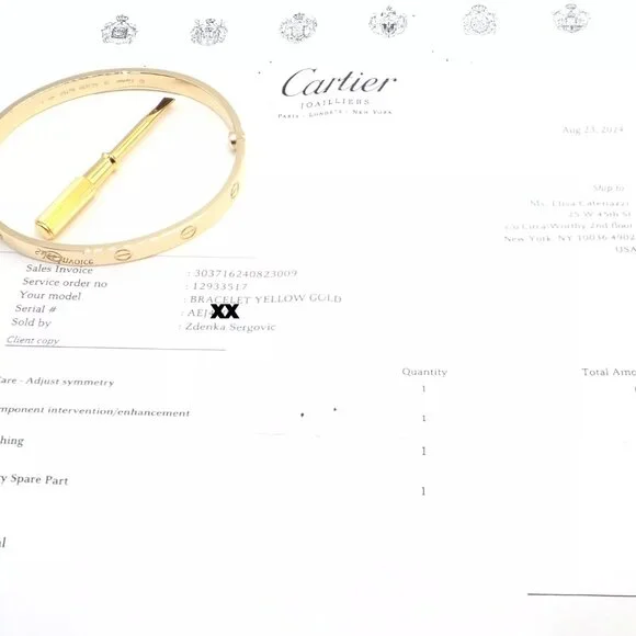 Authentic! Cartier 18k Yellow Gold Love Bangle Bracelet Size 19 Paper - Picture 5 of 10